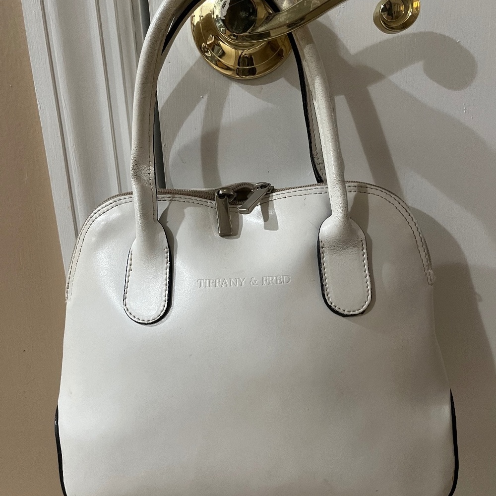 Tiffany & Fred vintage white leather handbag